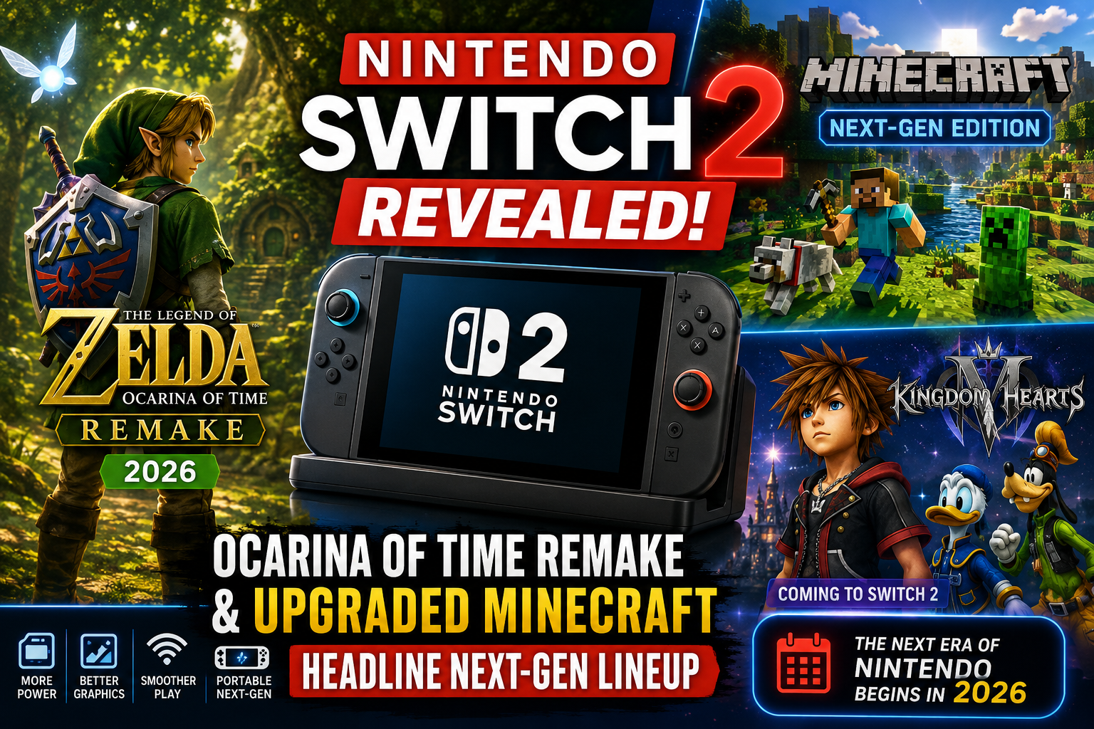Nintendo Switch 2 Revealed: Ocarina of Time Remake and Upgraded Minecraft Headline Next-Gen Lineup